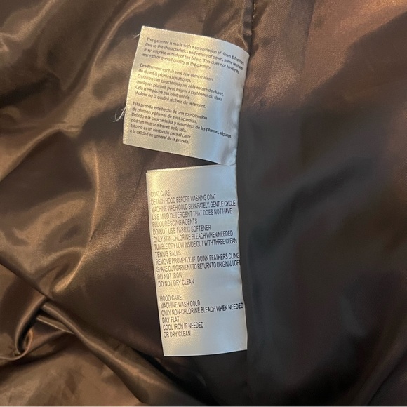 Michael Kors Brown Long Puffer Coat Belted Gold Logo Accents Women's Size L - Picture 6 of 11